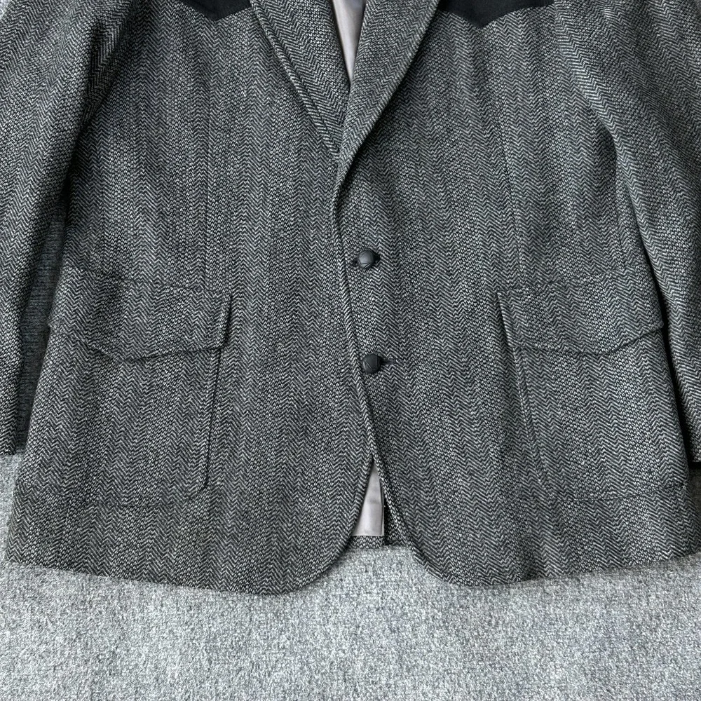 Pendleton Wool Western‎ Sport Coat Blazer Elbow Patches Herringbone Mens